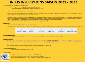 INFOS INSCRIPTIONS 2021-2022